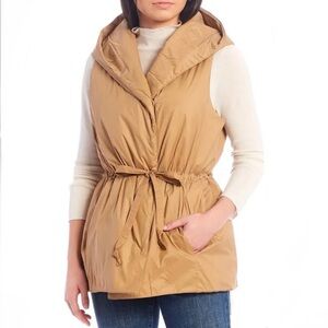 Eileen Fisher Eggshell Recycled Nylon Hooded Vest in Honey